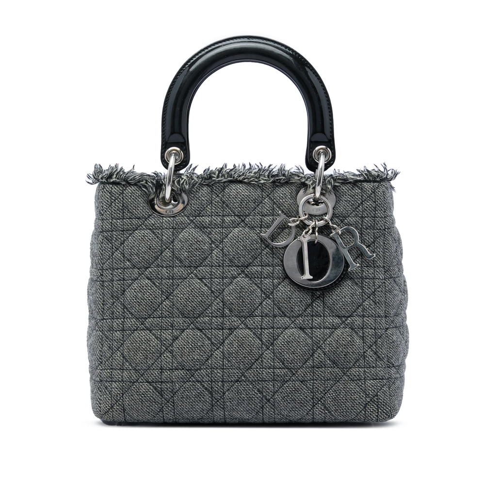 Pre-Loved Dior Medium Tweed Cannage Lady Dior